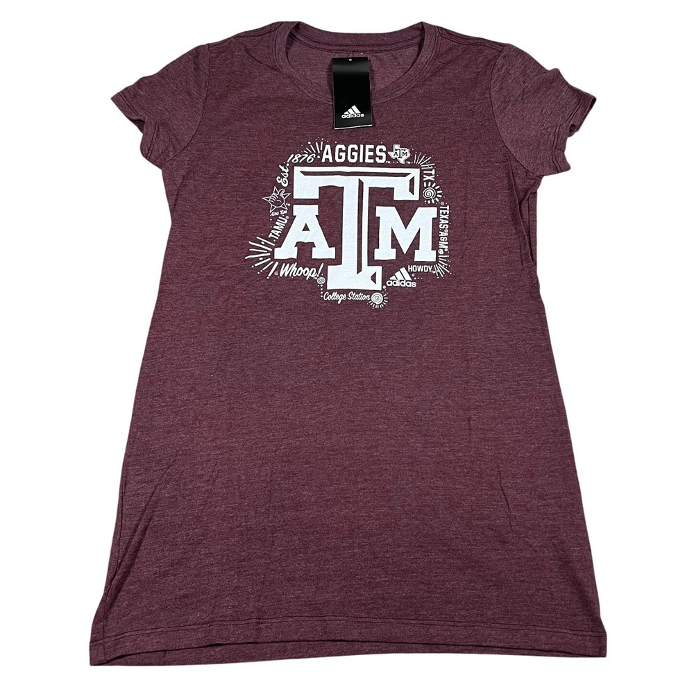 Adidas Texas A&M Aggies Womens Small Maroon Heathered Graphic T-Shirt NEW